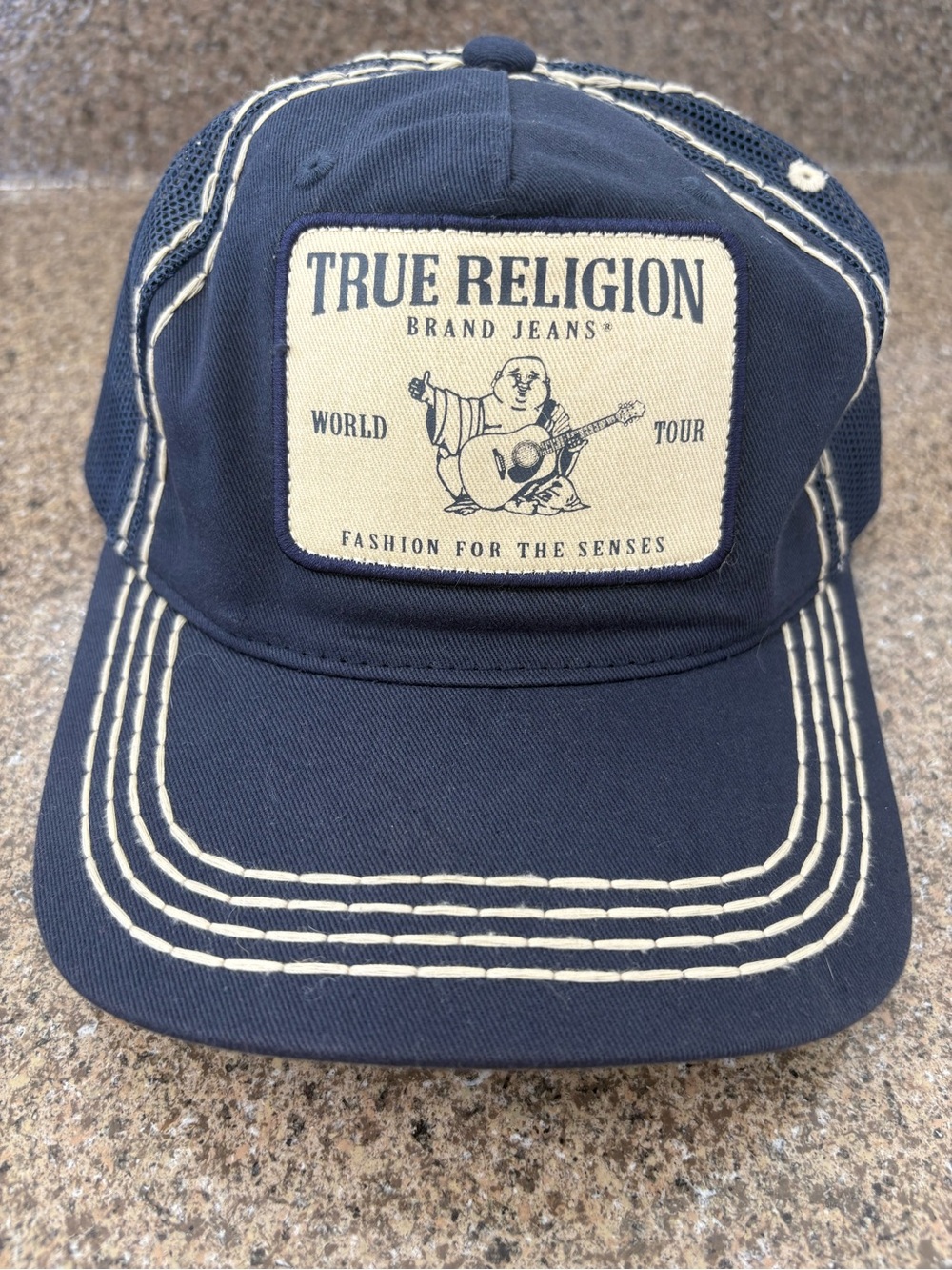 True Religion Navy Patch Logo Baseball Cap